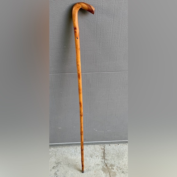 Antique Artisan Hand Crafted Metal Tip Solid Root Wood Cane Walking Stick - Picture 7 of 16
